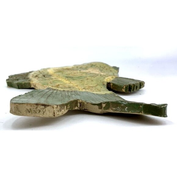 Art Pottery Fish Decor 13" Signed Meg Green Yellow Hand Crafted - Picture 6 of 12